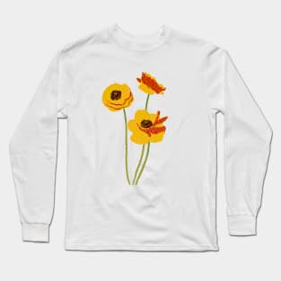 Yellow Ranunculus in Colorist style Long Sleeve T-Shirt